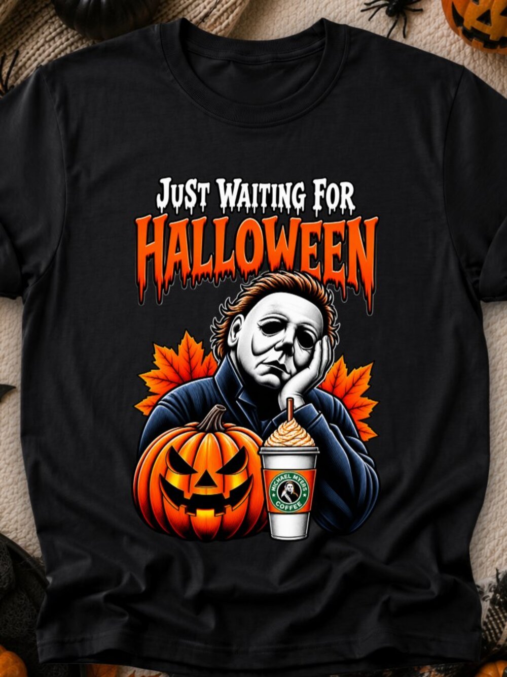 Waiting For Halloween TShirt Graphic Tee Adult Unisex Horror Movie Lover Gift